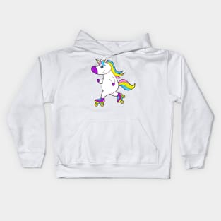 Unicorn at Inline skating with Roller skates Kids Hoodie